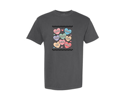 brand:Comfort Colors|color:Pepper|Valentines Candy Heart Graphic T-Shirt