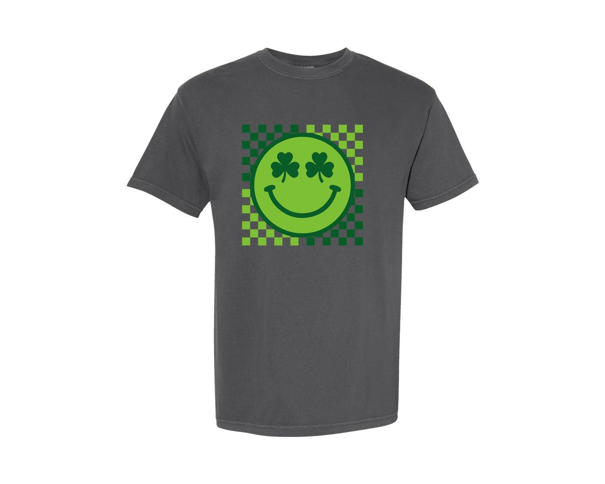 brand:Comfort Colors|color:Pepper|Retro Checkered St Patricks Day 8 Graphic T-Shirt
