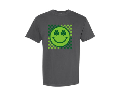brand:Comfort Colors|color:Pepper|Retro Checkered St Patricks Day 8 Graphic T-Shirt