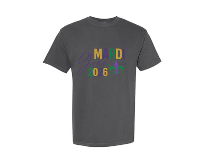 brand:Comfort Colors|color:Pepper|Mardi Gras 2026 Funny Mardi Gras 2 Graphic T-Shirt