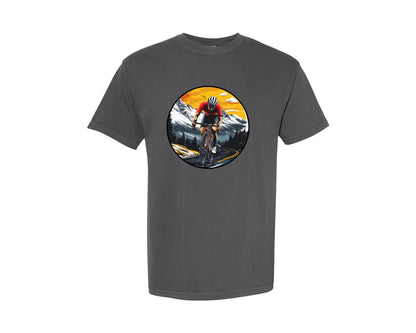 brand:Comfort Colors|color:Pepper|Cycling Sunset T Shirt Design Vector Graphic T-Shirt