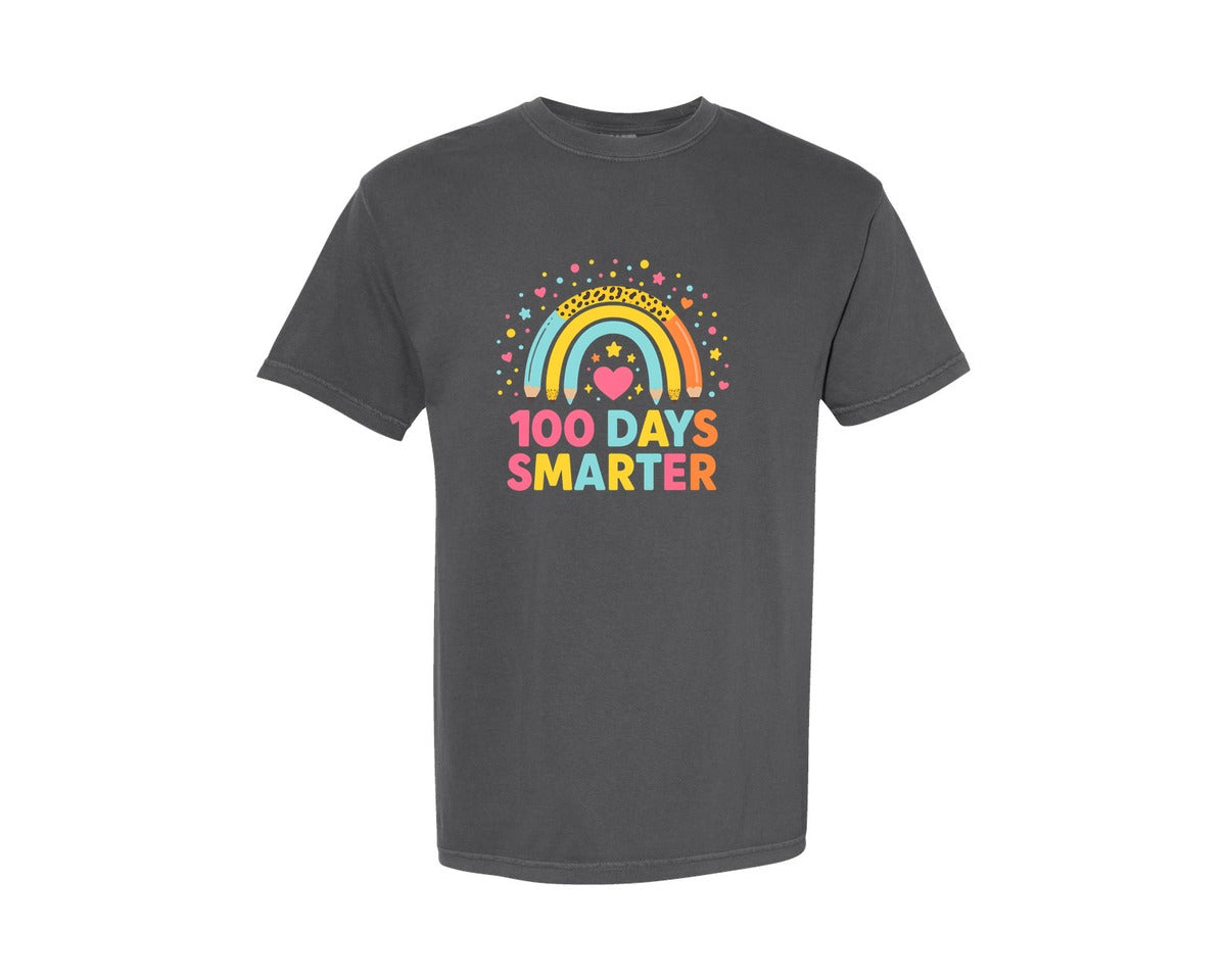 brand:Comfort Colors|color:Pepper|100 Days Of School Smarter T Shirt Graphic T-Shirt