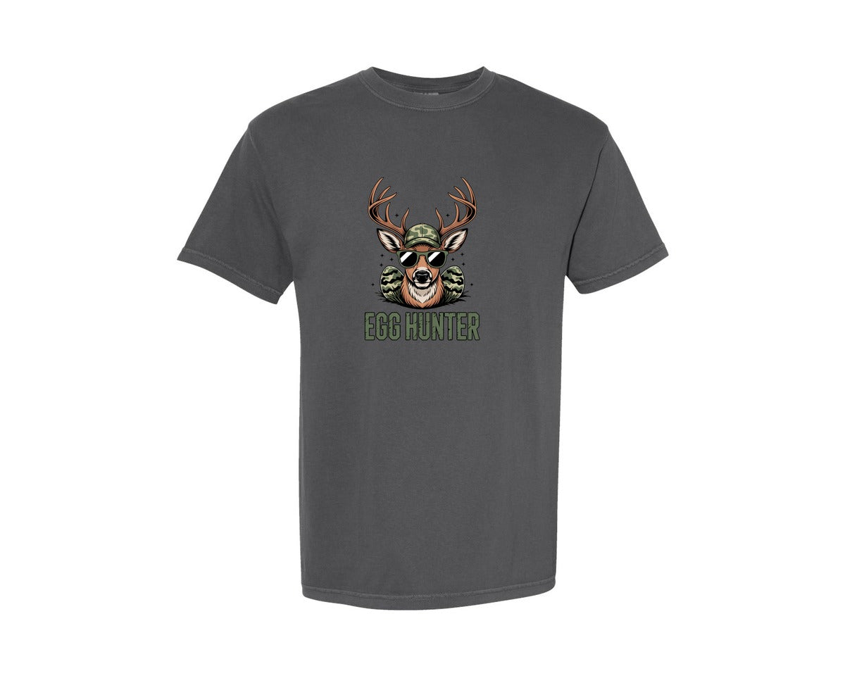 brand:Comfort Colors|color:Pepper|Deer Hunter Easter Egg Hunter Graphic T-Shirt