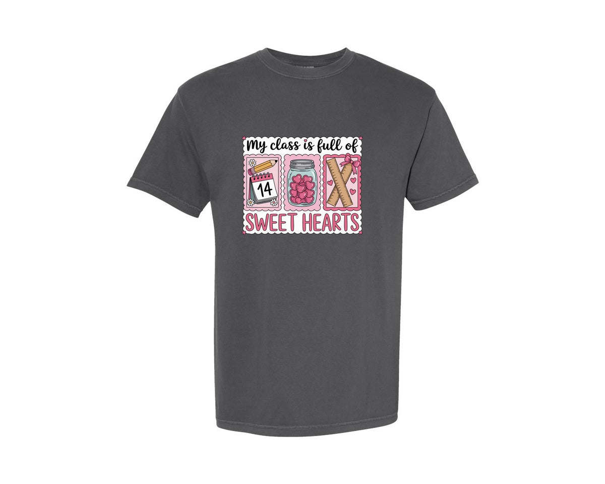 brand:Comfort Colors|color:Pepper|Sweet Hearts Teacher Valentine Clas Graphic T-Shirt