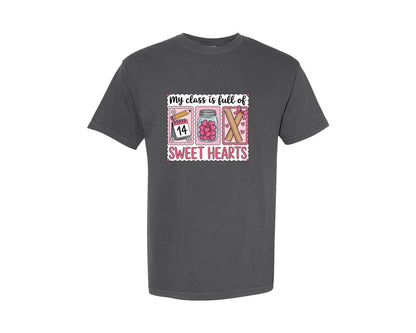 brand:Comfort Colors|color:Pepper|Sweet Hearts Teacher Valentine Clas Graphic T-Shirt