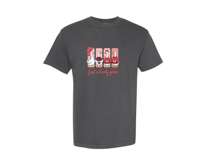brand:Comfort Colors|color:Pepper|Just A Lovely Goose Valentine 4 Graphic T-Shirt