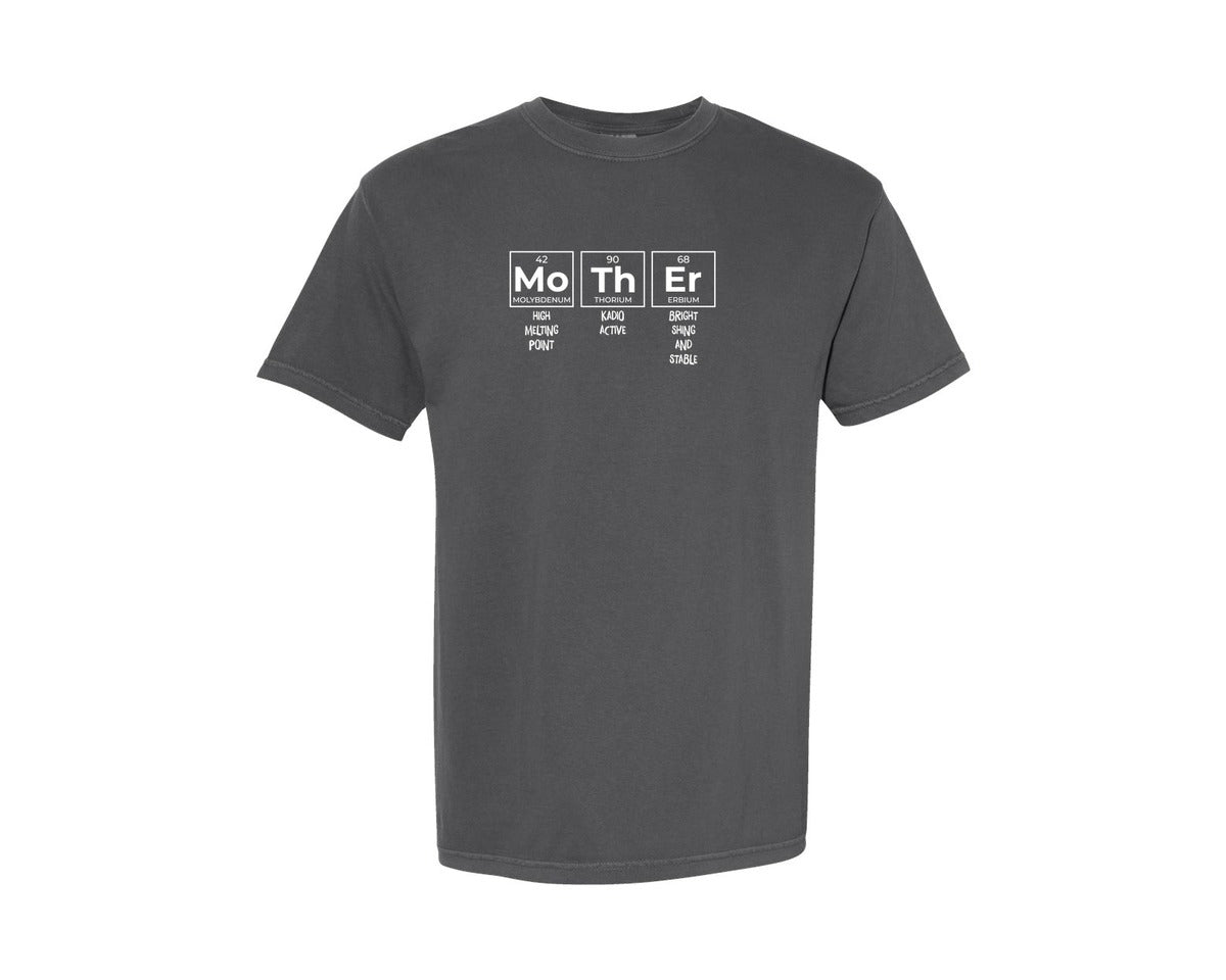 brand:Comfort Colors|color:Pepper|Funny Mom Shirt Mother Periodic Table Graphic T-Shirt