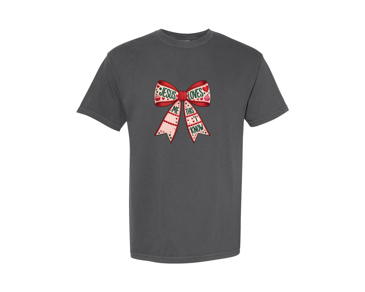 brand:Comfort Colors|color:Pepper|Jesus Loves Me This I Know Design Graphic T-Shirt