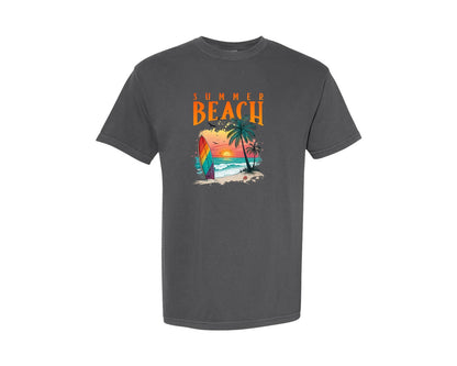brand:Comfort Colors|color:Pepper|Surf Wave Summer Beach Shirt Summer Graphic T-Shirt