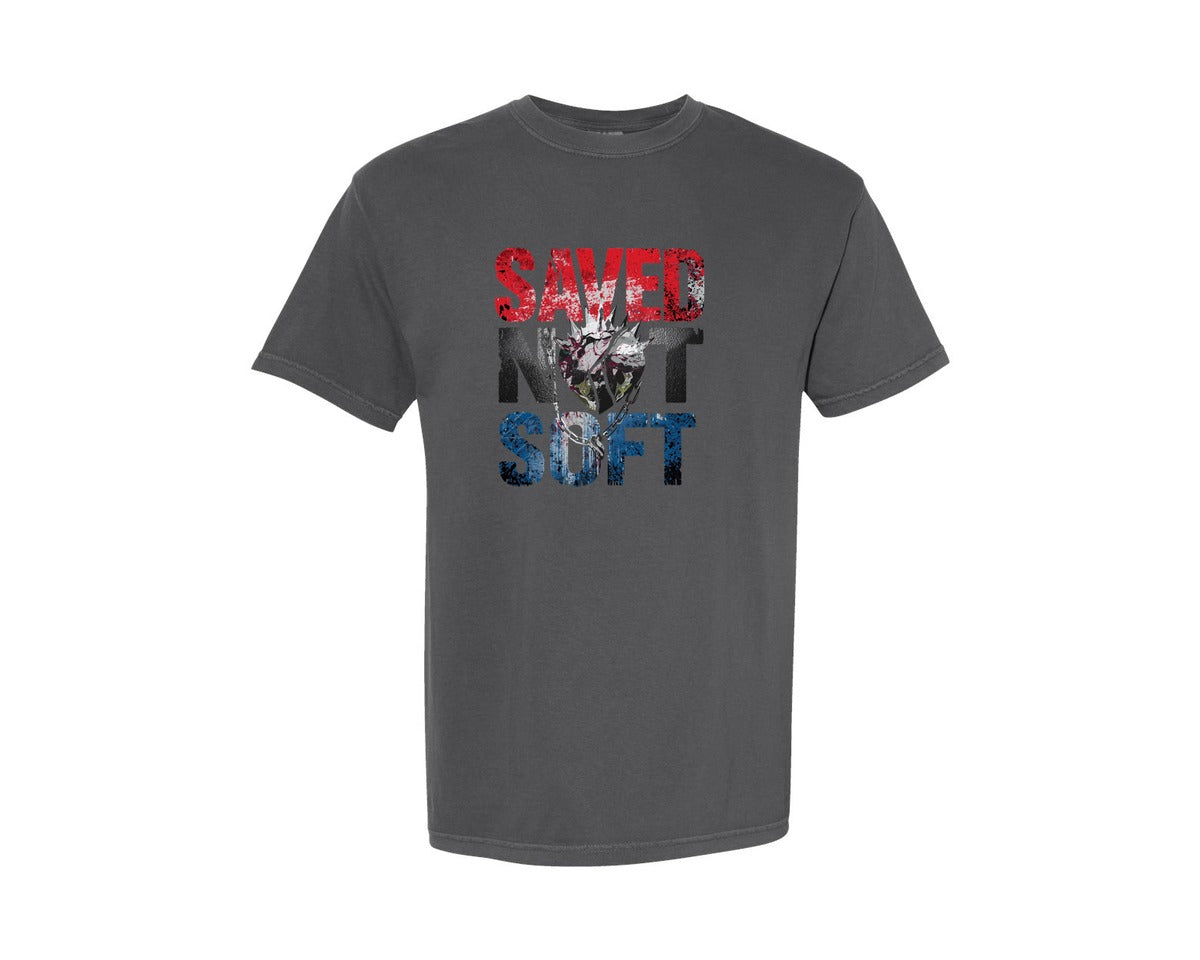brand:Comfort Colors|color:Pepper|Saved Not Soft Christian Graphic T-Shirt