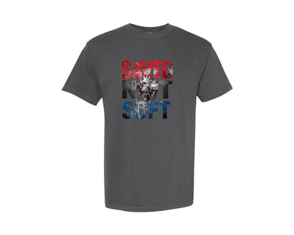 brand:Comfort Colors|color:Pepper|Saved Not Soft Christian Graphic T-Shirt