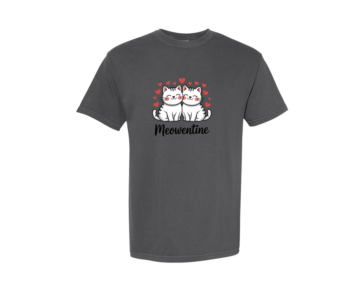 brand:Comfort Colors|color:Pepper|Funny Meowentine Cat Valentines T Shirt Graphic T-Shirt