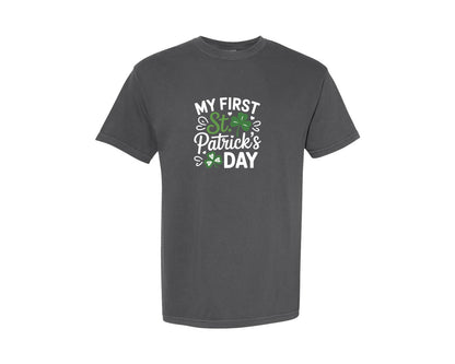 brand:Comfort Colors|color:Pepper|My First St Patricks Day Cute Baby Graphic T-Shirt