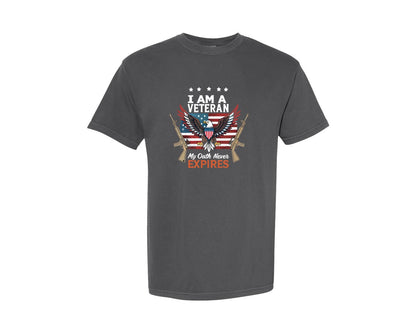 brand:Comfort Colors|color:Pepper|I Am A Veteran My Oath Never Expires 8 Graphic T-Shirt