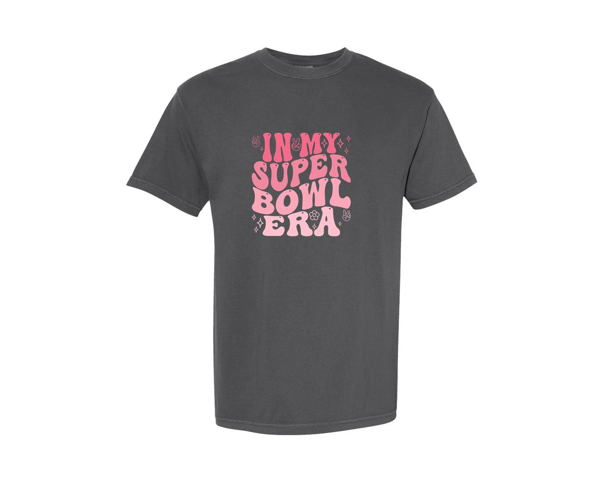 brand:Comfort Colors|color:Pepper|In My Super Bowl Era Groovy Retro Wavy T Graphic T-Shirt