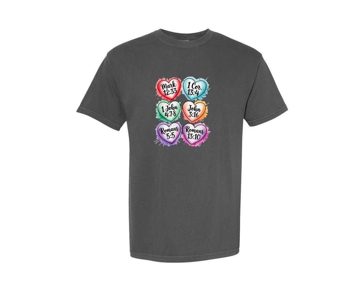 brand:Comfort Colors|color:Pepper|Christian Valentines Love Quotes Graphic T-Shirt