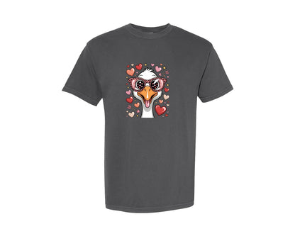 brand:Comfort Colors|color:Pepper|Funny Silly Valentine Goose On Pose Graphic T-Shirt