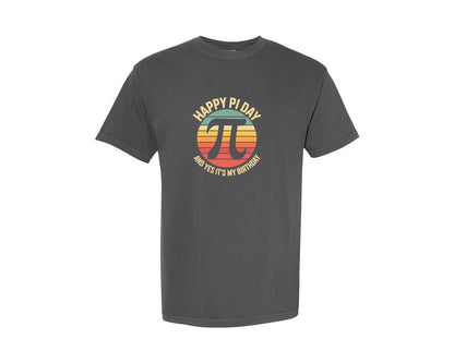 brand:Comfort Colors|color:Pepper|Happy Pi Day Birthday Retro Pi Tee Graphic T-Shirt