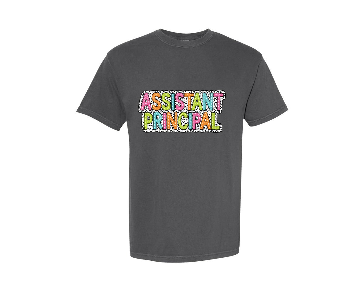 brand:Comfort Colors|color:Pepper|Assistant Principal Dalmatian Dots Graphic T-Shirt