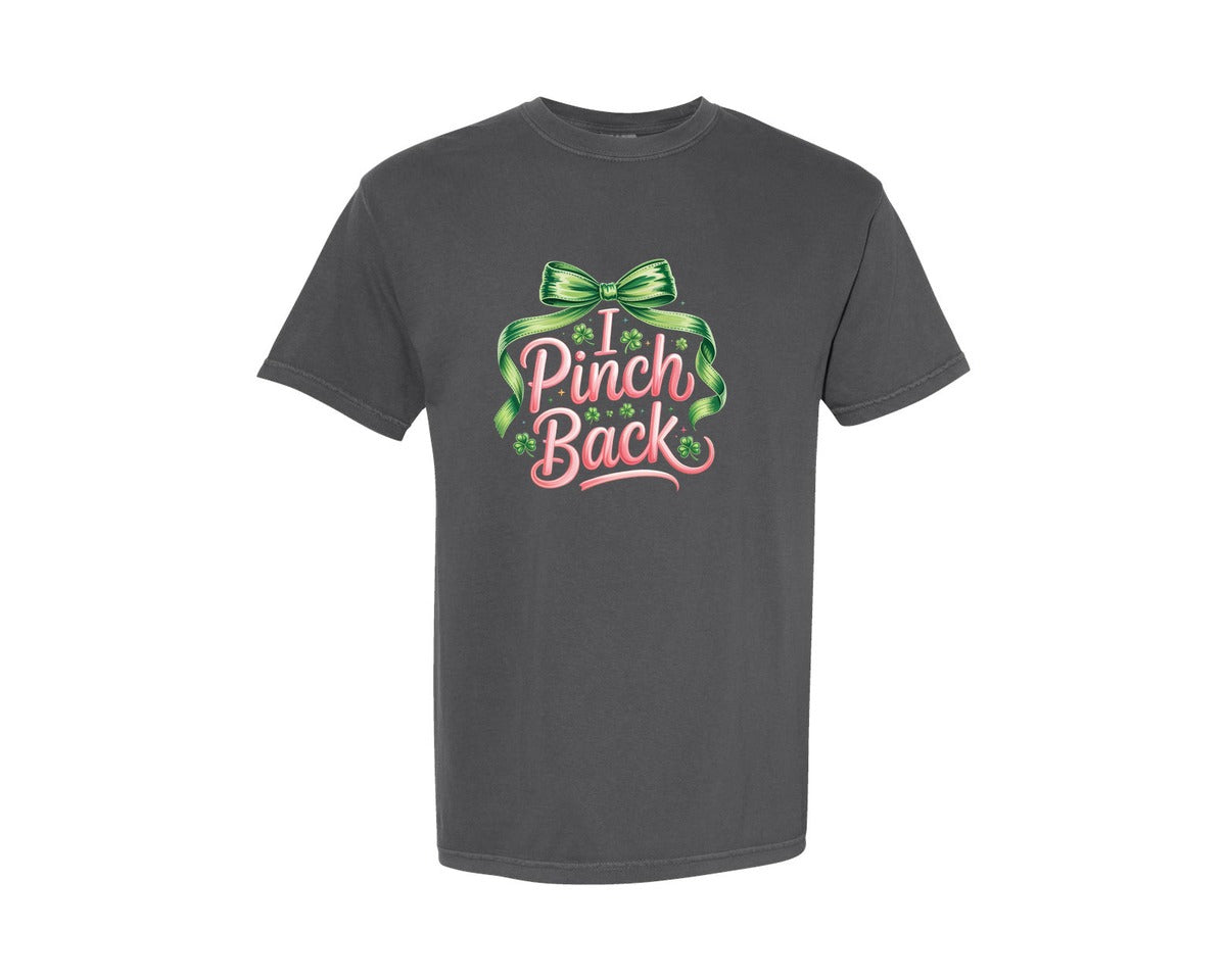 brand:Comfort Colors|color:Pepper|I Pinch Back St Patricks Day Pink Graphic T-Shirt