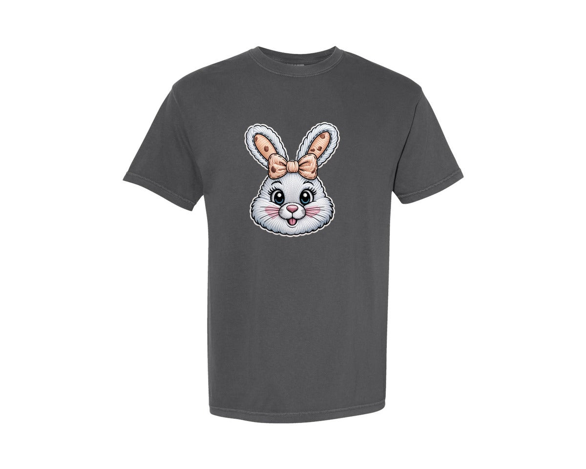 brand:Comfort Colors|color:Pepper|Easter Bunny Faux Yarn Easter Graphic T-Shirt