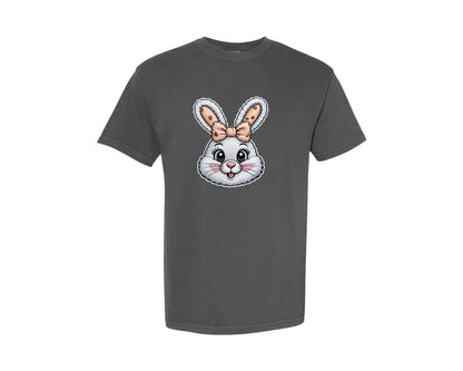 brand:Comfort Colors|color:Pepper|Easter Bunny Faux Yarn Easter Graphic T-Shirt