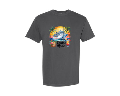 brand:Comfort Colors|color:Pepper|Cruise Mode Tropical Vacation Graphic T-Shirt