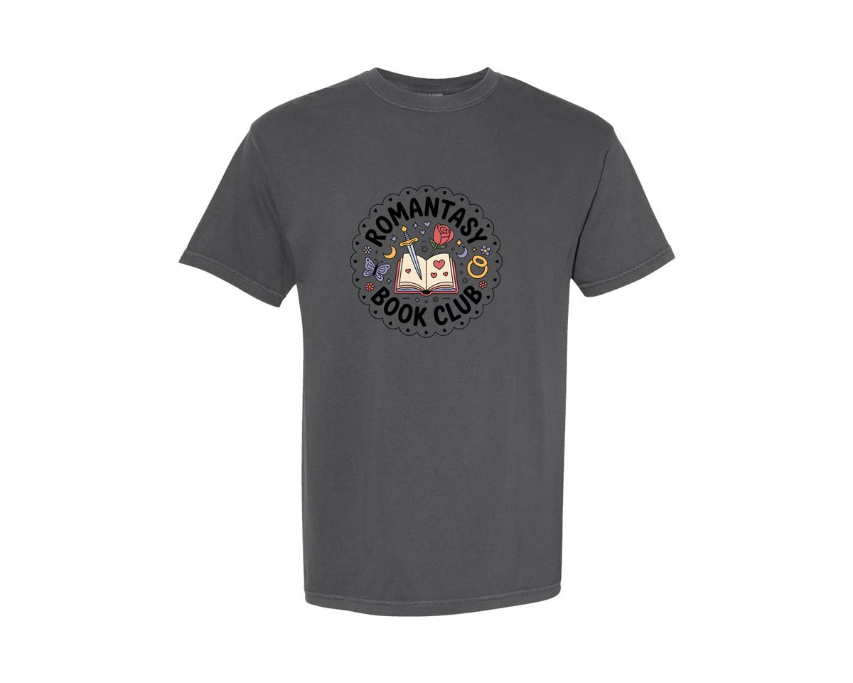 brand:Comfort Colors|color:Pepper|Reading Club Romantasy Bookis Graphic T-Shirt