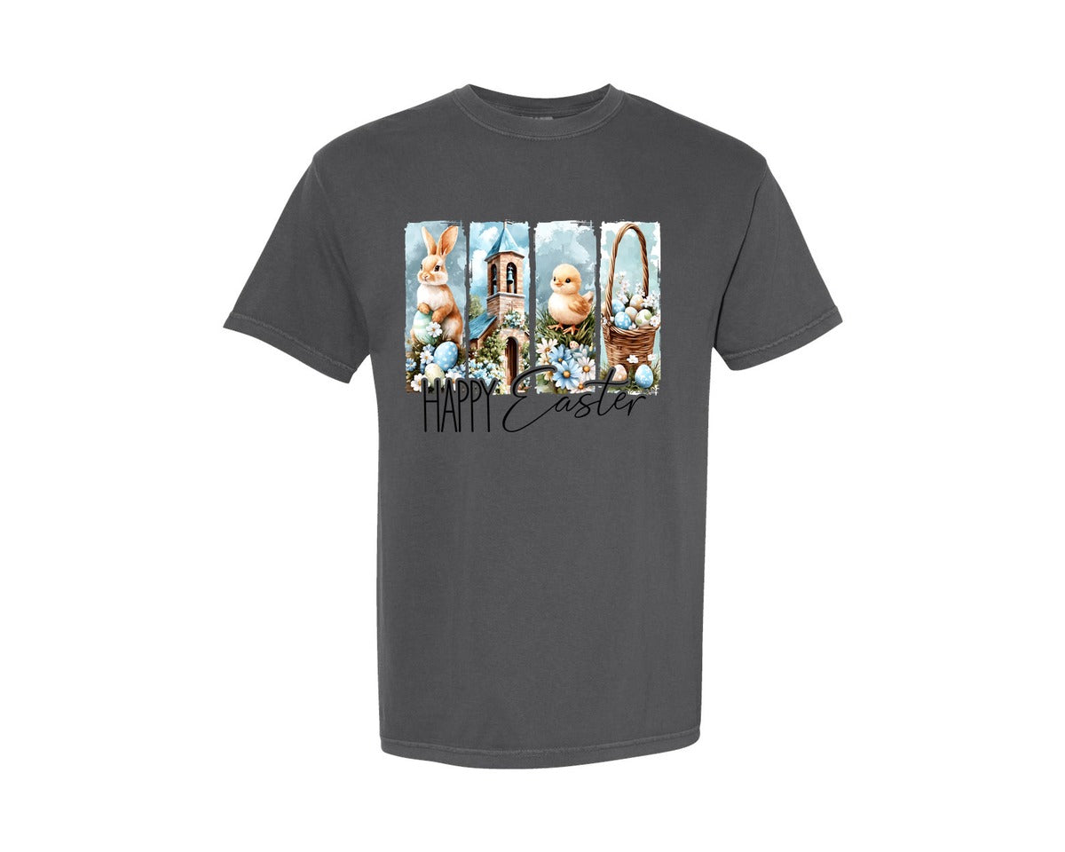 brand:Comfort Colors|color:Pepper|Happy Easter Brushstroke Easter 2 Graphic T-Shirt