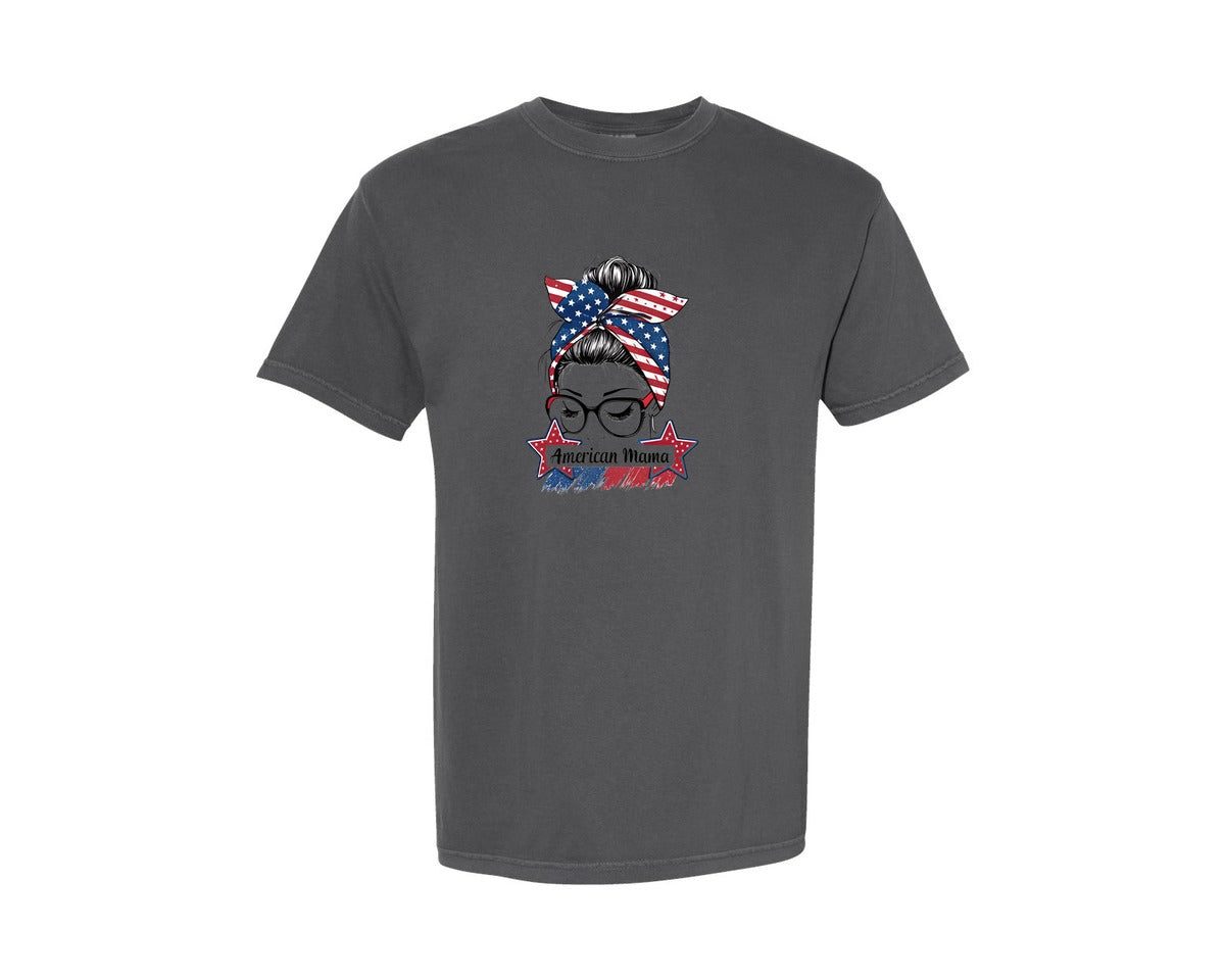 brand:Comfort Colors|color:Pepper|American Mama Patriotic Design Graphic T-Shirt