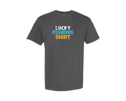 brand:Comfort Colors|color:Pepper|Lucky Fishing Shirt T Shirt Design 3 Graphic T-Shirt