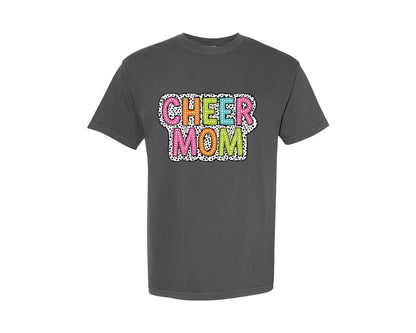 brand:Comfort Colors|color:Pepper|Cheer Mom Dalmatian Dots Doodle Mama Graphic T-Shirt