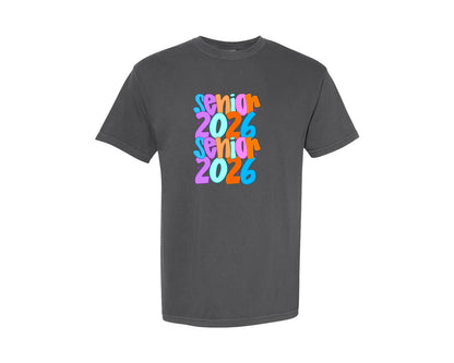 brand:Comfort Colors|color:Pepper|Preppy Senior 2026 Trendy Neon Shirt Graphic T-Shirt
