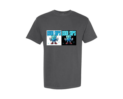 brand:Comfort Colors|color:Pepper|Cool Sips Drink Cartoon Graphic T-Shirt