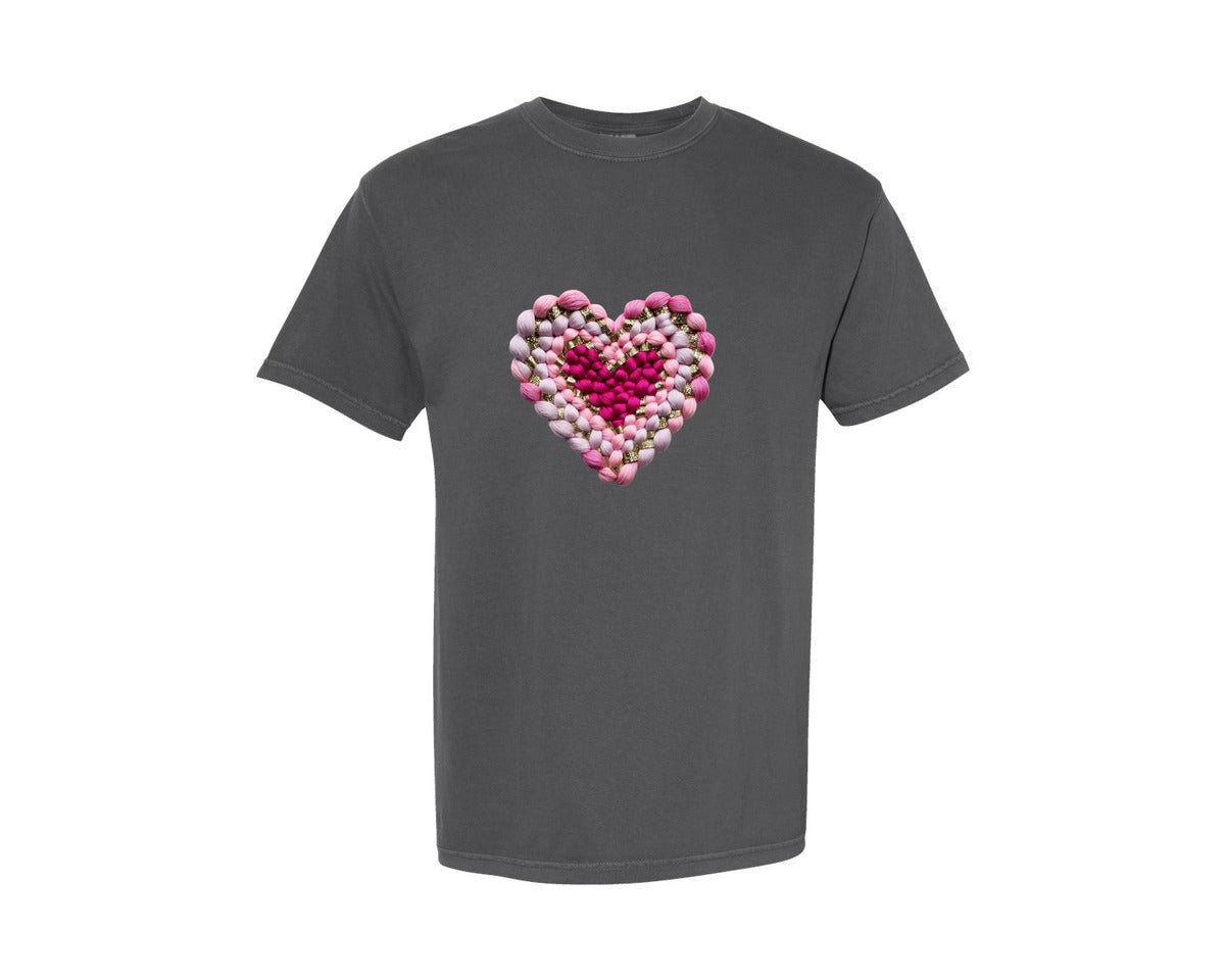 brand:Comfort Colors|color:Pepper|Faux Yarn Love Glitter Trendy Shirt Graphic T-Shirt