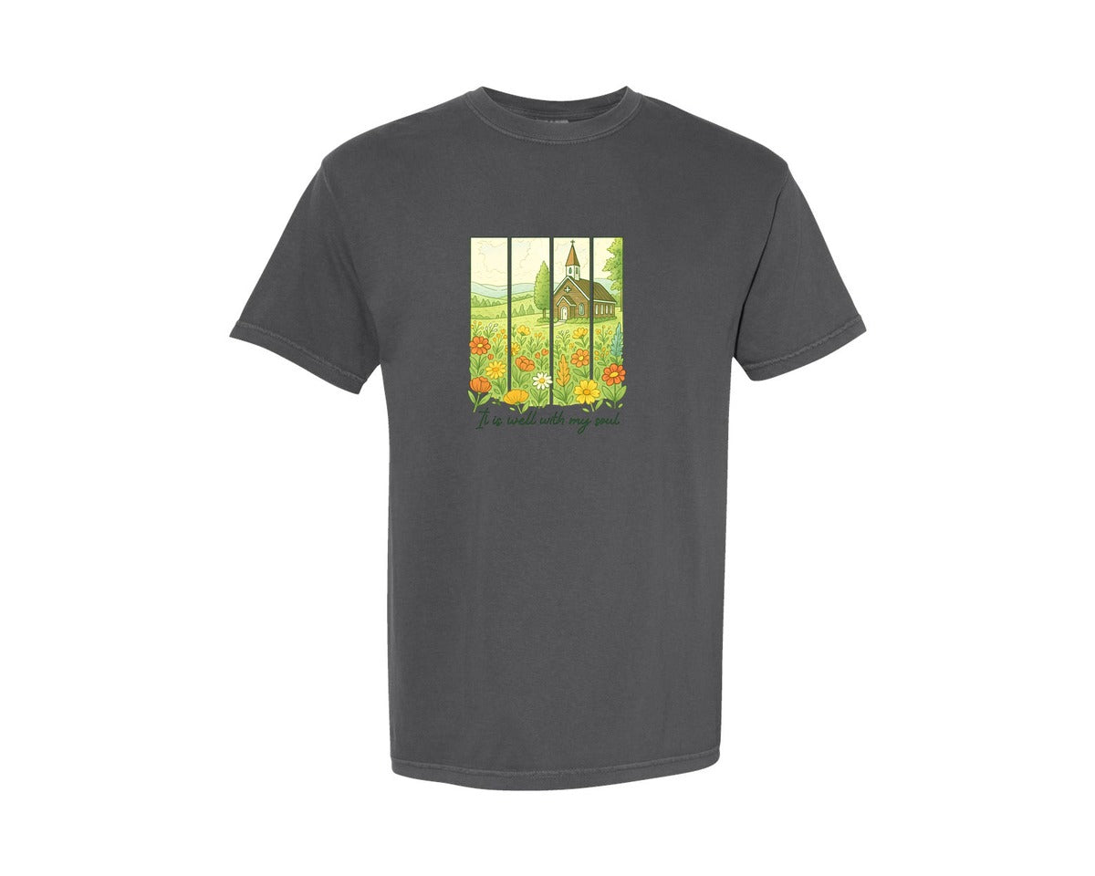 brand:Comfort Colors|color:Pepper|Christian Bible Flowers Western T Shirt Graphic T-Shirt