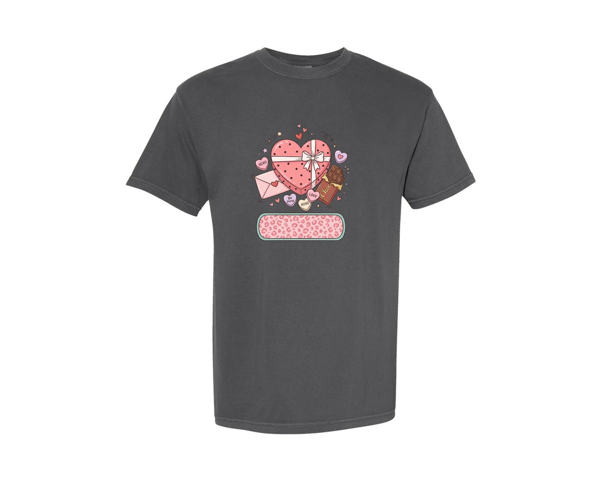 brand:Comfort Colors|color:Pepper|Cute Valentine Gift Box Graphic T-Shirt
