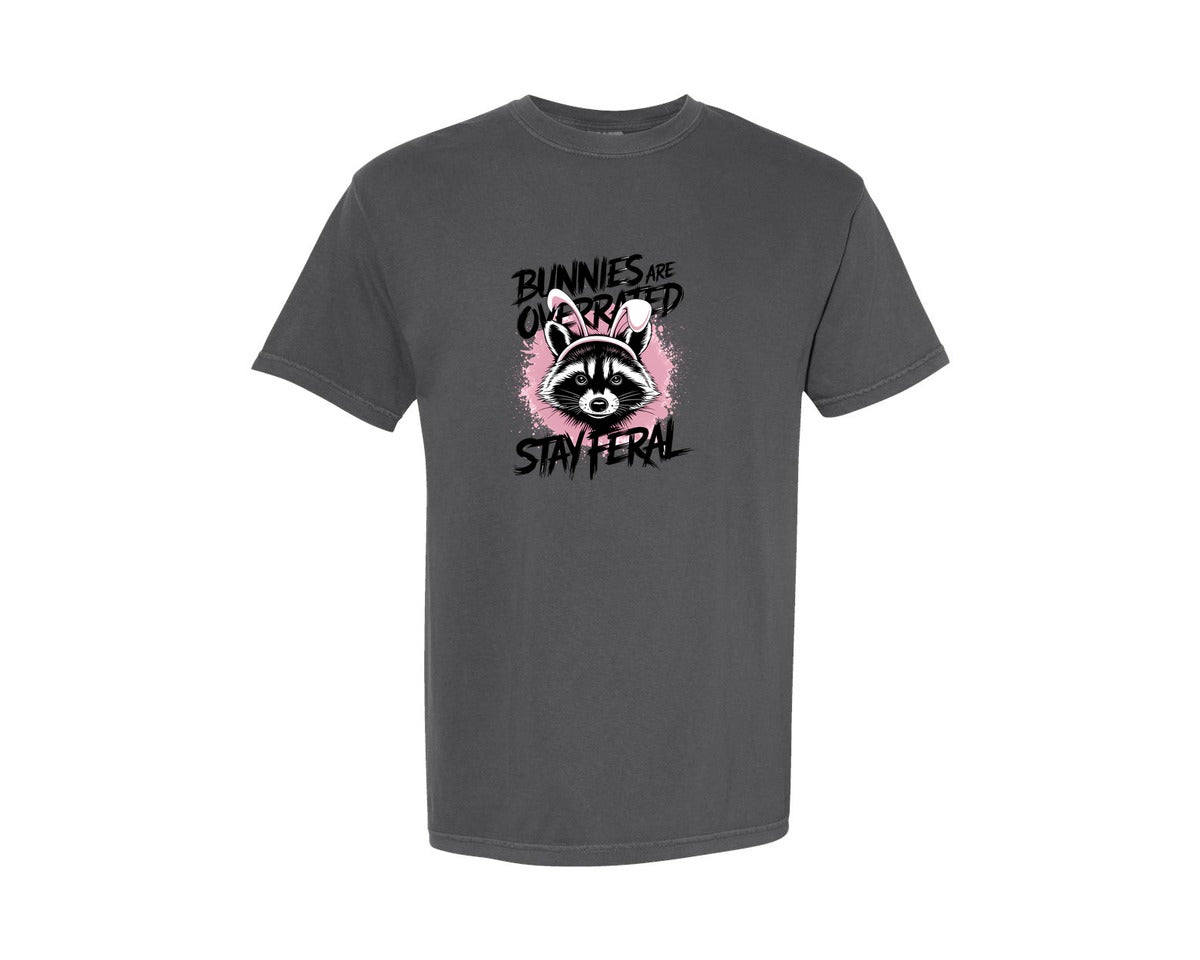 brand:Comfort Colors|color:Pepper|Bunnies Are Overrated Stay Feral 2 Graphic T-Shirt