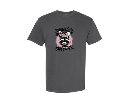 brand:Comfort Colors|color:Pepper|Bunnies Are Overrated Stay Feral 2 Graphic T-Shirt