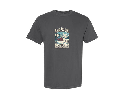 brand:Comfort Colors|color:Pepper|Apres Ski Social Club Illustration Graphic T-Shirt