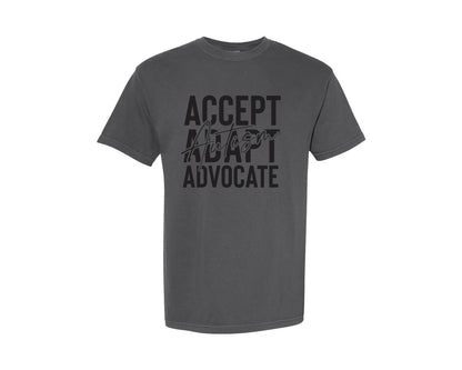 brand:Comfort Colors|color:Pepper|Accept Adapt Advocate Autism Graphic T-Shirt