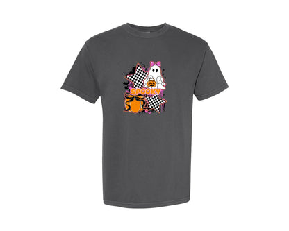 brand:Comfort Colors|color:Pepper|Retro Spooky Ghost Cute Halloween Graphic T-Shirt