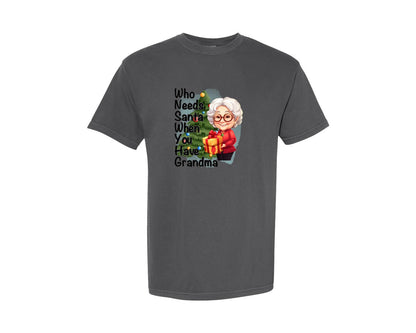 brand:Comfort Colors|color:Pepper|Christmas Grandma Funny Santa Saying Graphic T-Shirt
