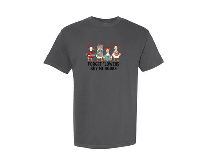 brand:Comfort Colors|color:Pepper|Cute Duck Book Lover Valentine Graphic T-Shirt