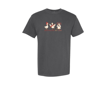 brand:Comfort Colors|color:Pepper|Overstimulated But Loved Goose Graphic T-Shirt