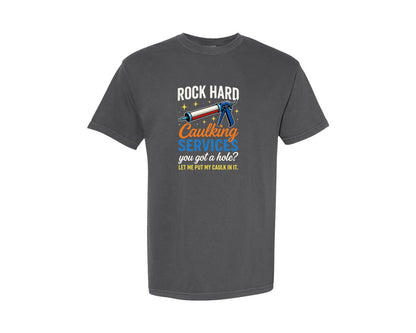 brand:Comfort Colors|color:Pepper|Funny Adult Humor Rock Hard Graphic T-Shirt