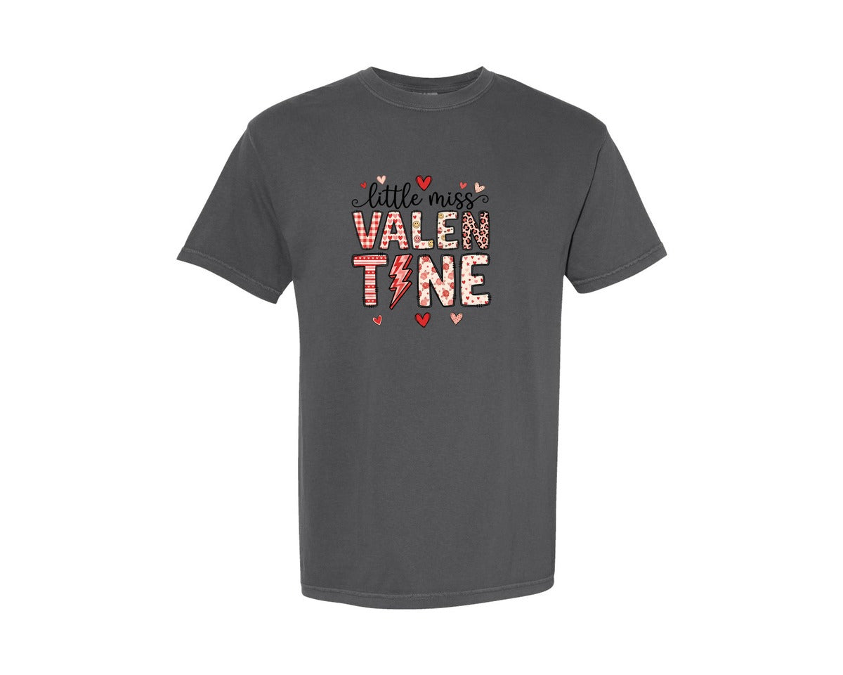 brand:Comfort Colors|color:Pepper|Little Miss Valentines Day T Shirt 3 Graphic T-Shirt