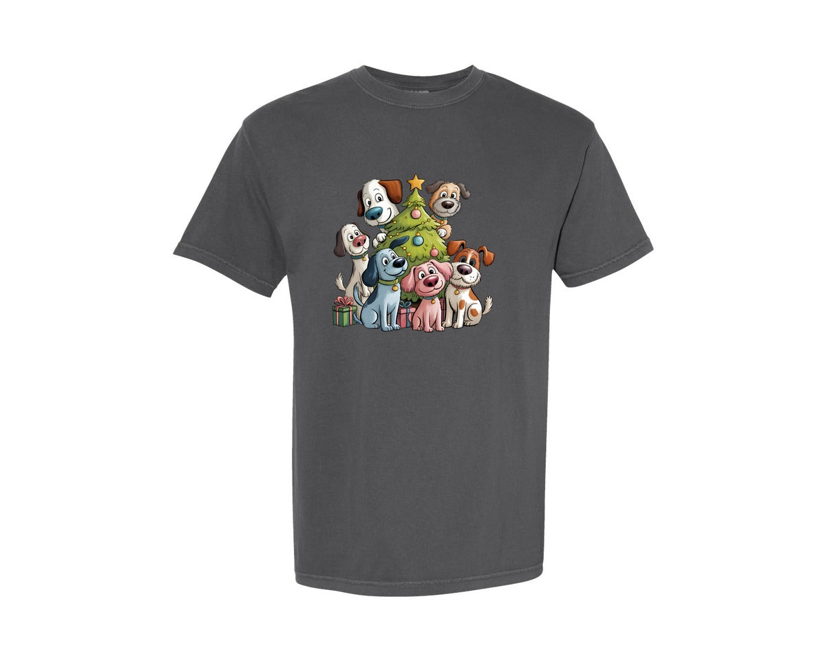 brand:Comfort Colors|color:Pepper|Christmas Dogs Pet Lovers 3 Graphic T-Shirt