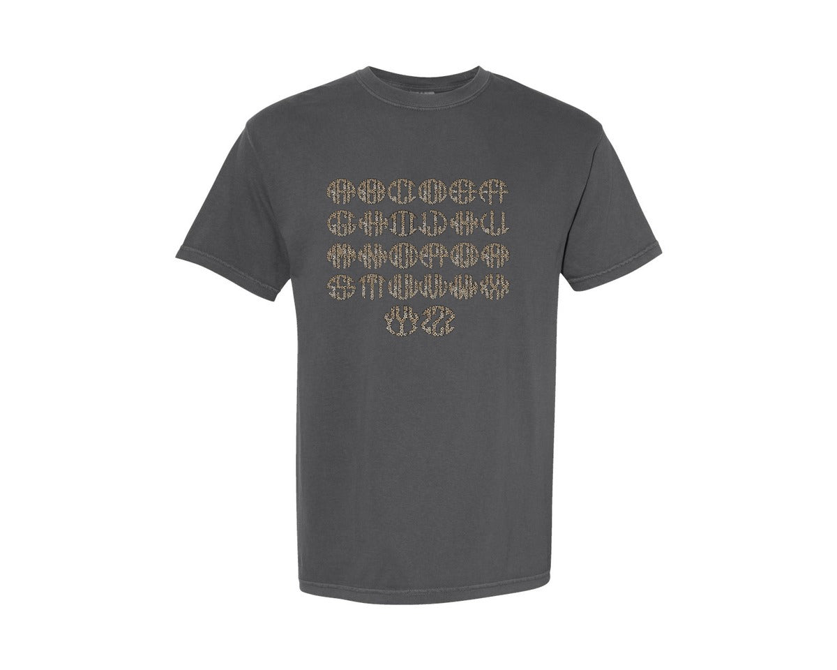 brand:Comfort Colors|color:Pepper|Leopard Circle Handdraw Monogram Set Graphic T-Shirt
