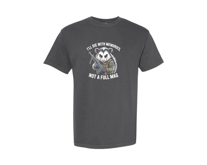 brand:Comfort Colors|color:Pepper|Ill Die With Memories Warrior T Shirt Graphic T-Shirt